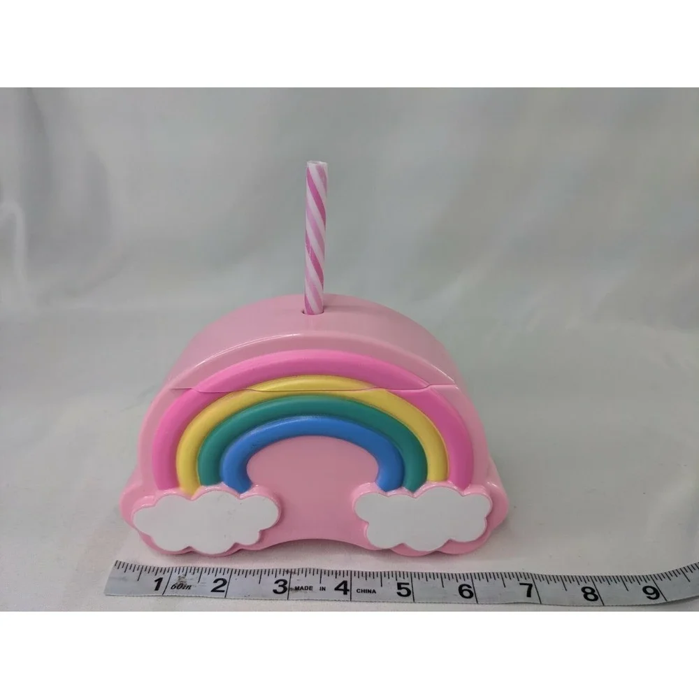 Rainbow Pink Plastic Drinking Cup Straw Container 4‎ Inch Tall
